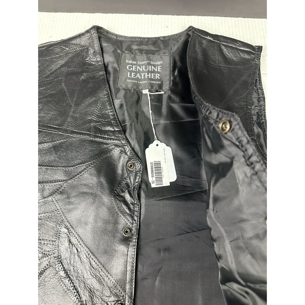 Italian Stone Design Genuine Bl Leather Vest NWT Navarre  Men XXL Chest 48" - Picture 5 of 6